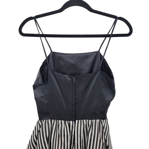 Vtg Gown Maxi Dress XS Black Striped Bow Overlay Tail Beetlejuice Tuxedo USA - Picture 8 of 11